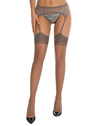 Lidogirl Women Garter Belt With Attached Stockings Suspenders Pantyhose Stockings