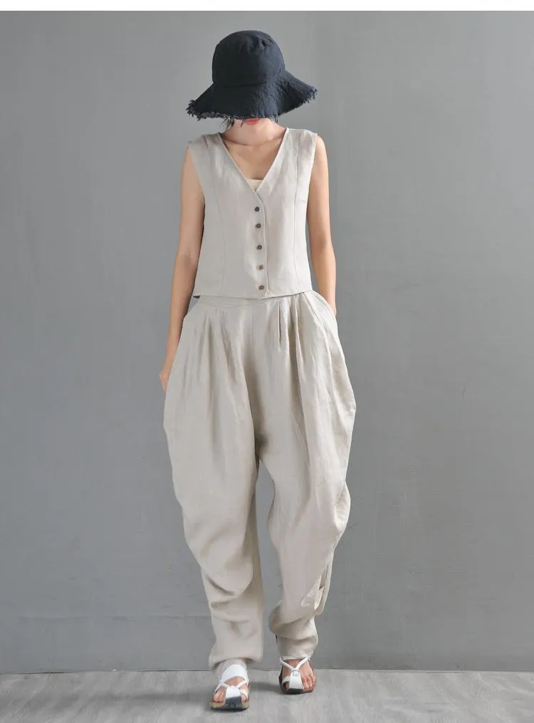 Linen Women's Summer Loose Casual Trousers Pants