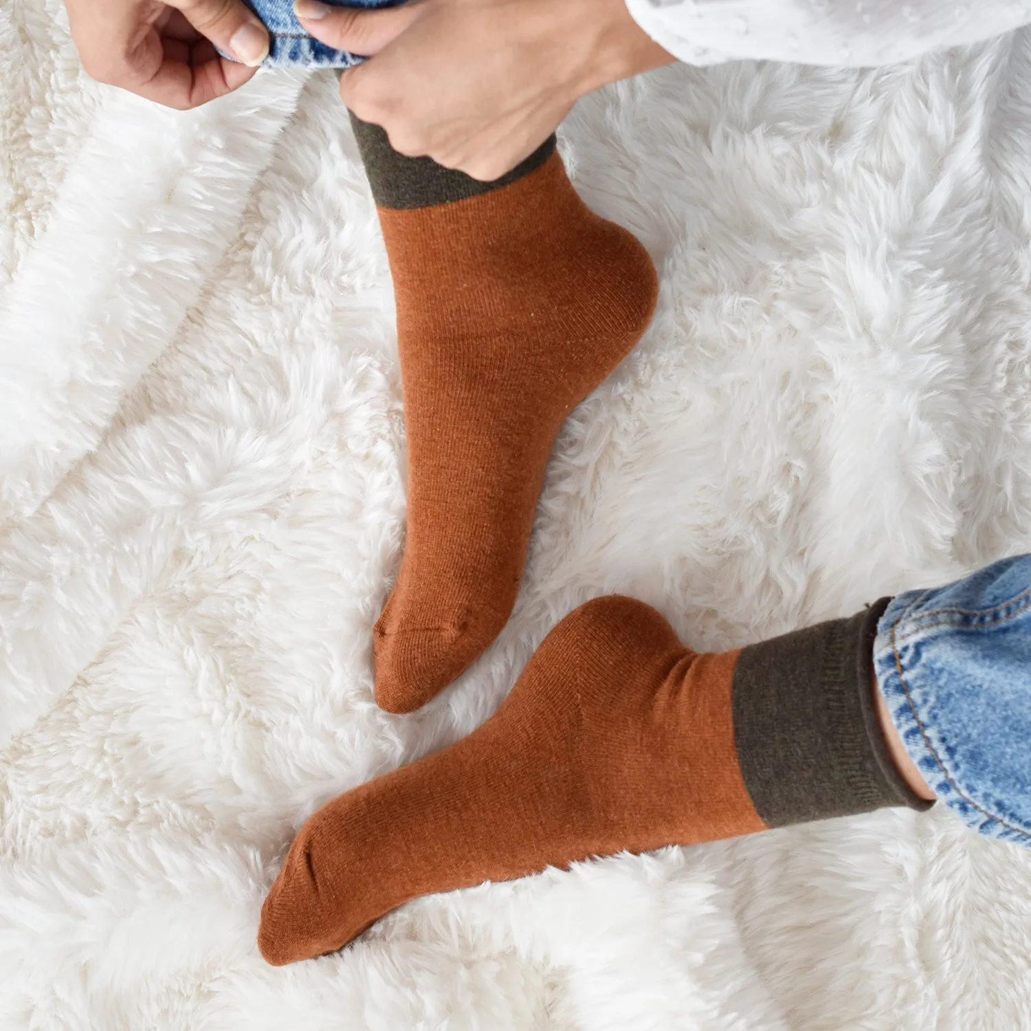 Loose Cuff Wool Socks | Autumn Maple