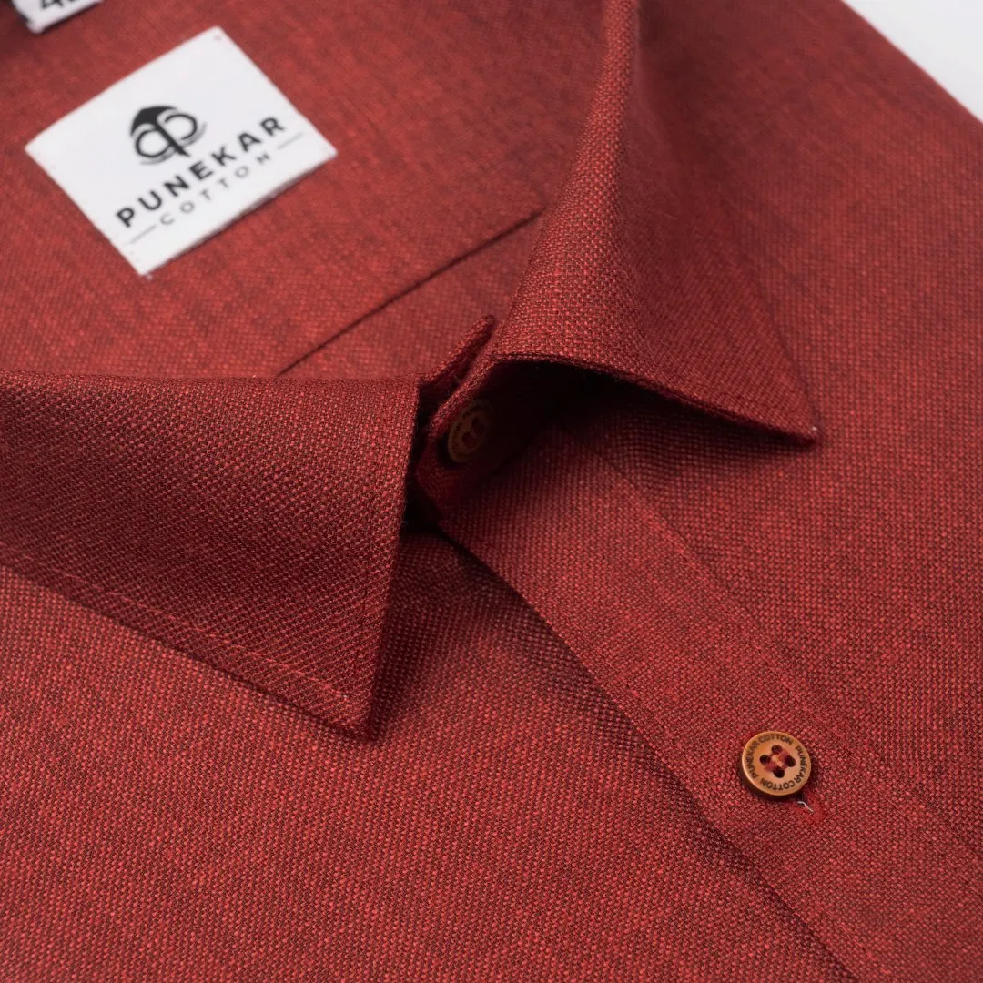 Maroon Color Blended Linen Shirt For Men's