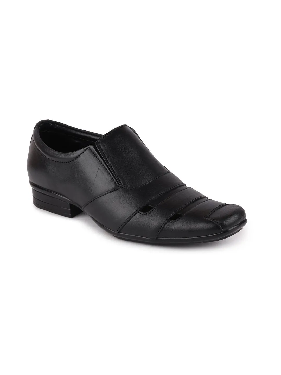 Men Black Formal Leather Slip-On Shoes