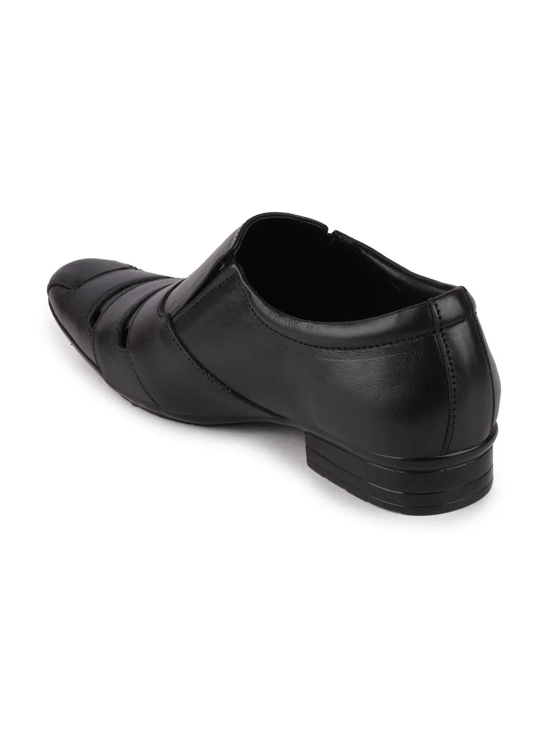 Men Black Formal Leather Slip-On Shoes