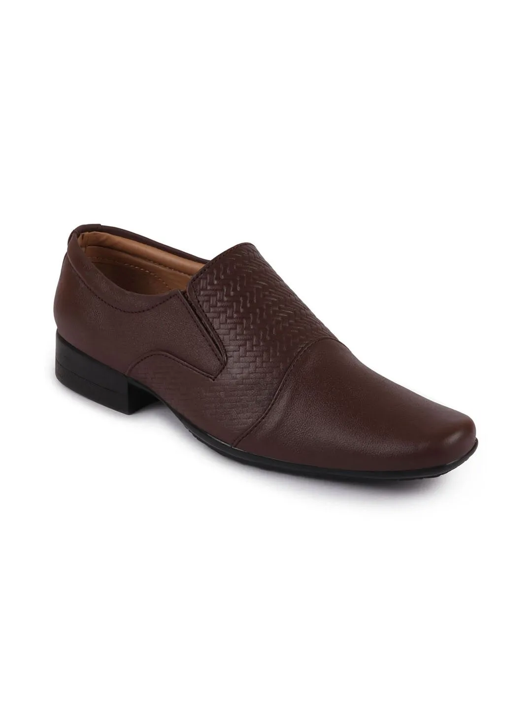 Men Brown Formal Leather Slip On Shoes