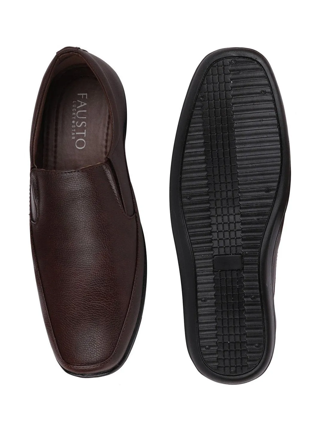 Men Brown Formal Slip-On Shoes