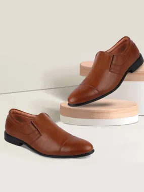 Men Tan Formal Slip-On Shoes