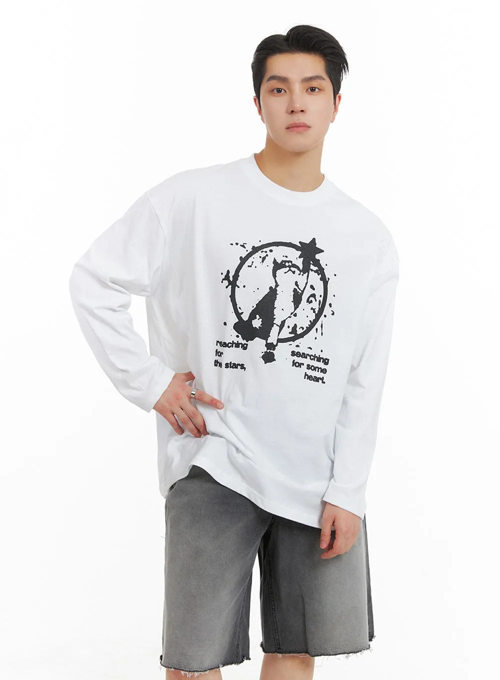 Men's Cotton Graphic Long Sleeve T-Shirt IA401