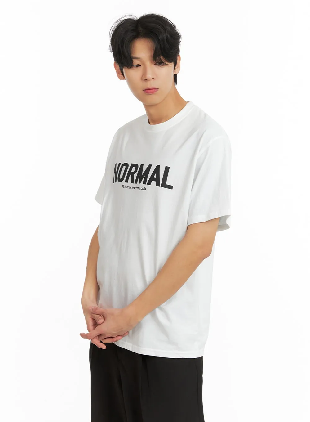 Men's Normal Graphic Lettering Tee IA401