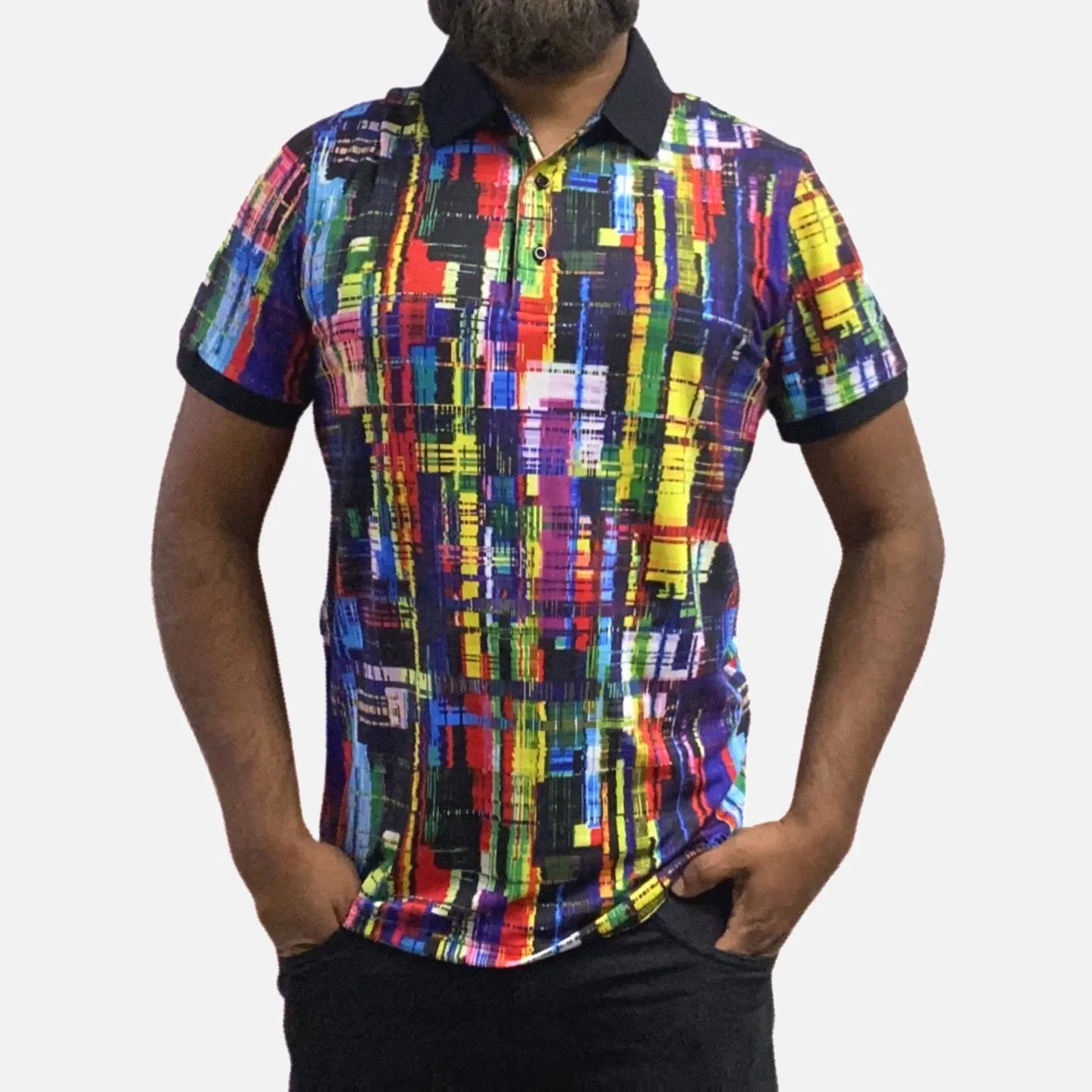 Men’s Polo Collar Multi Color Summer Stretch Shirt