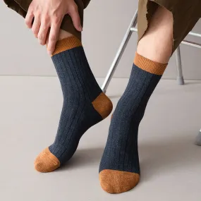 Men's Socks Autumn and Winter Cotton Color Matching Basic All-Matching Tube Socks