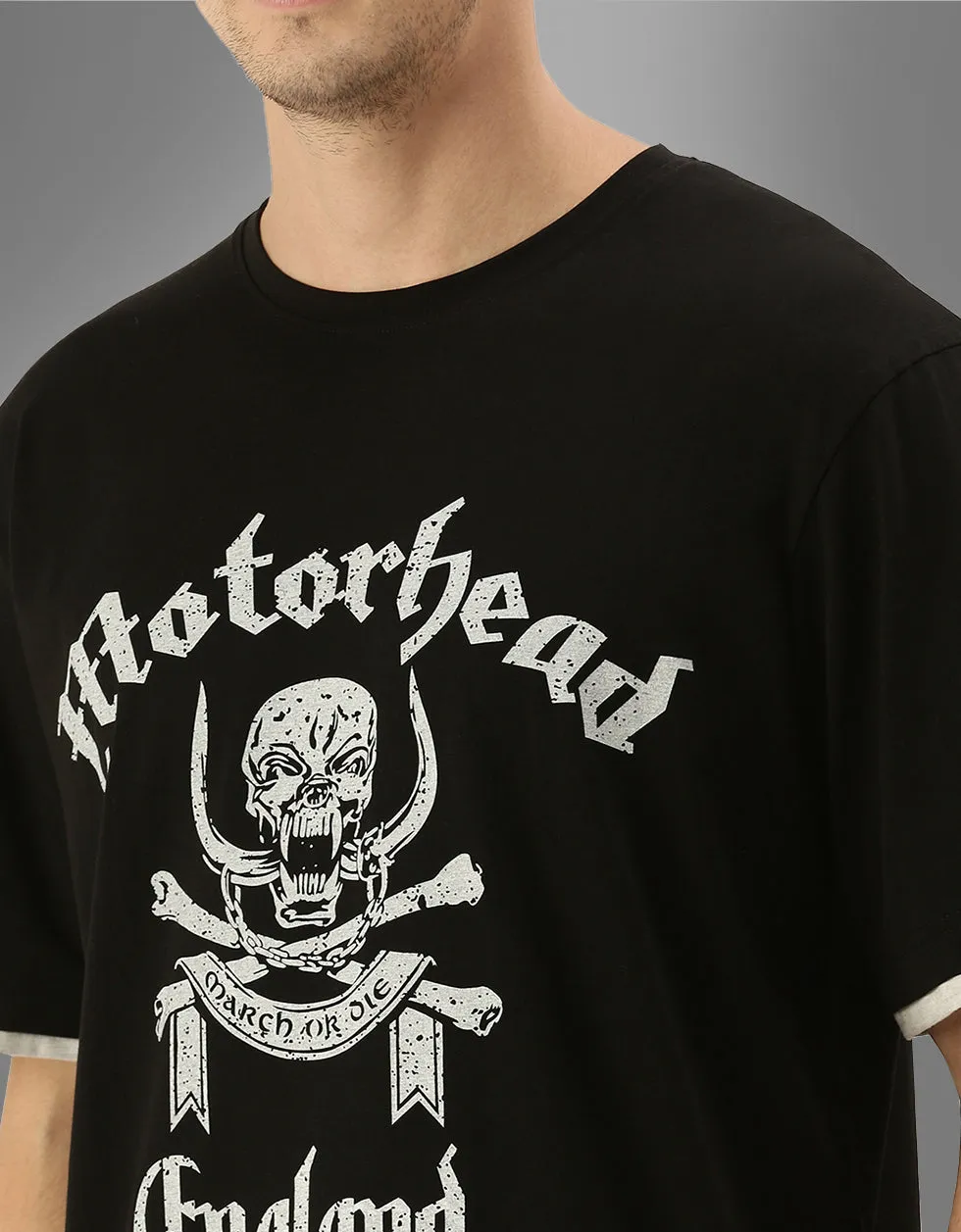 Motor Head Oversized Chest Graphic Printed T-Shirt