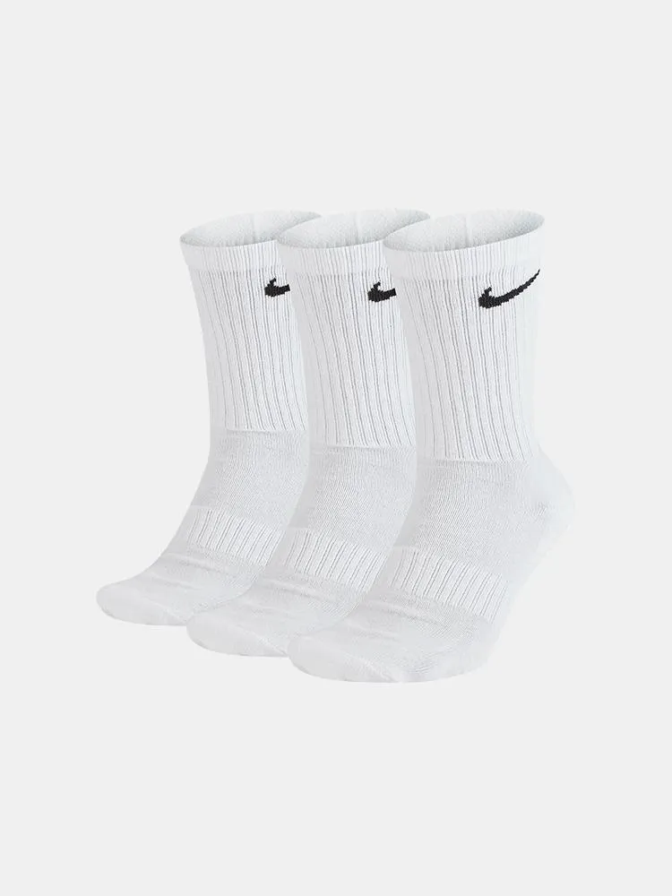 Nike Everyday Cotton Cushioned Crew Socks 3 Pack  - White / Black