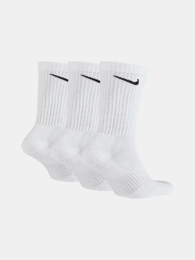 Nike Everyday Cotton Cushioned Crew Socks 3 Pack  - White / Black