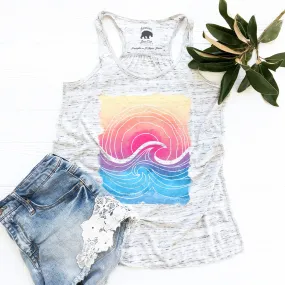 Ocean Sunset Watercolor flowy racerback tank top