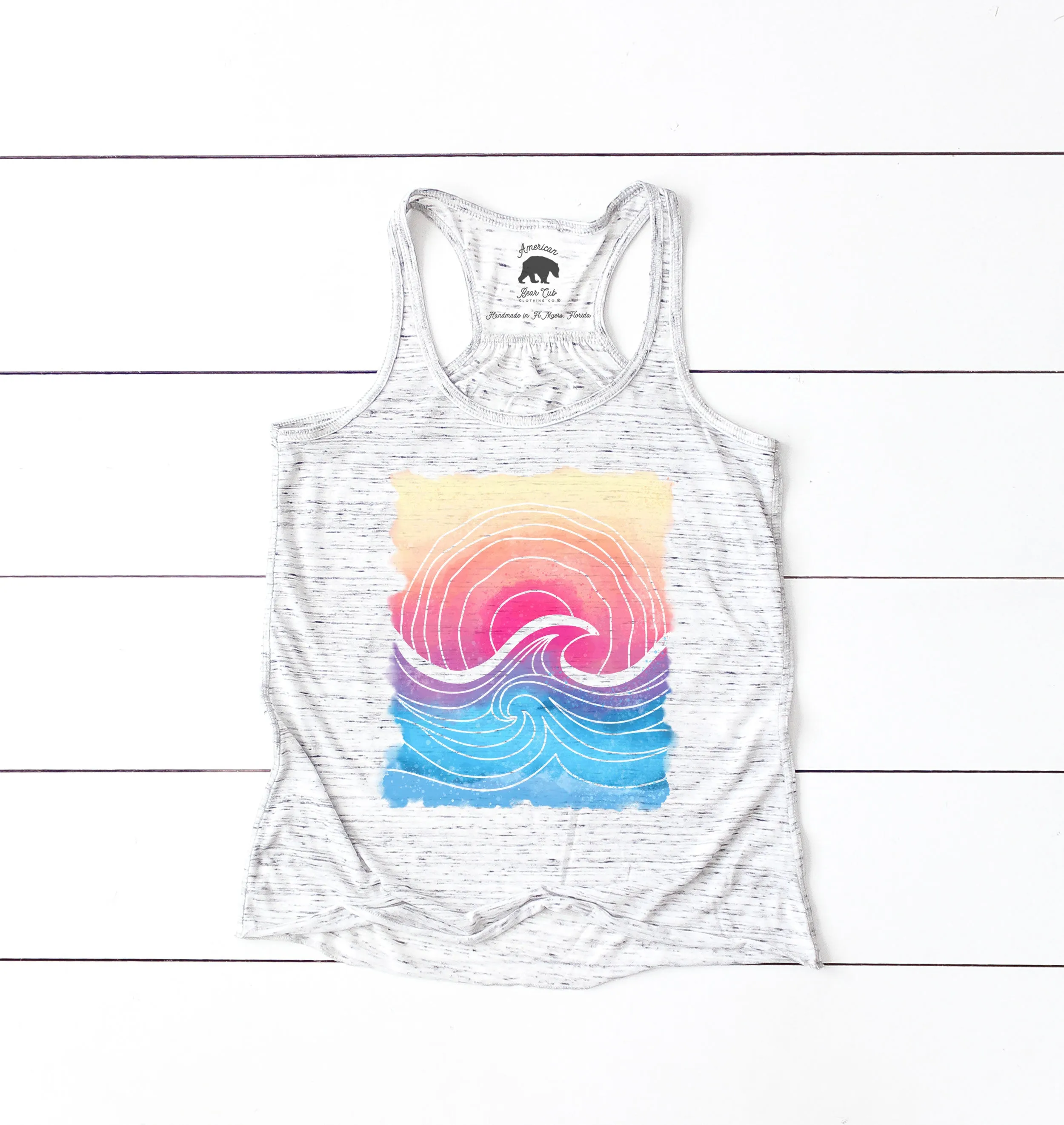 Ocean Sunset Watercolor flowy racerback tank top