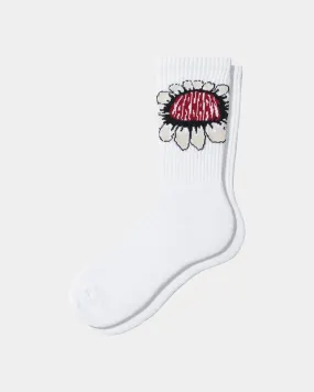 Pixel Flower Socks | White