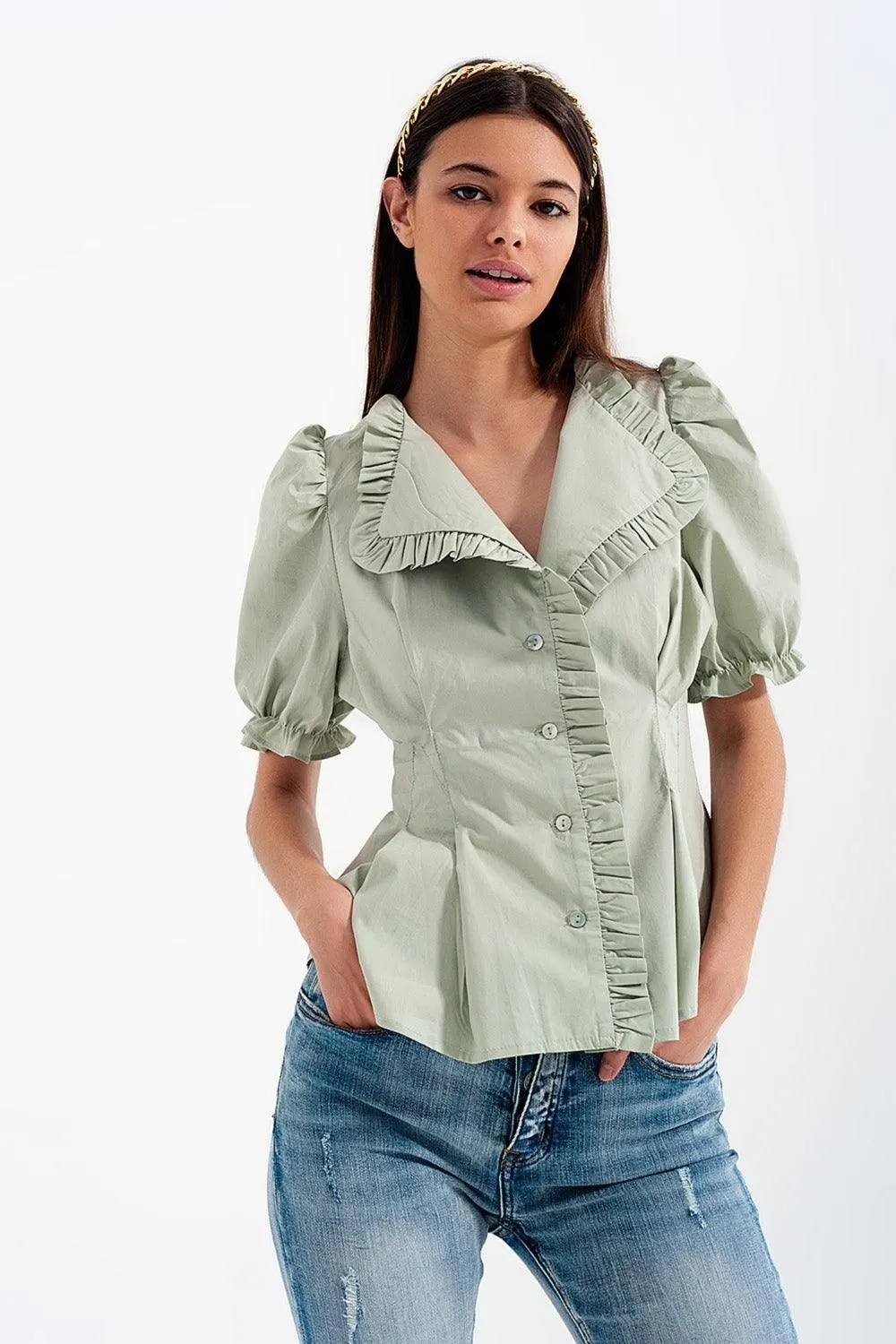 Poplin Frill Blouse