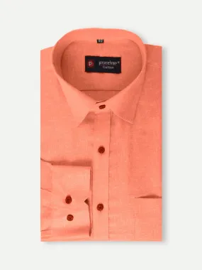 Punekar Cotton Light Orange Color Cotton Linen Formal Shirt for Men's.