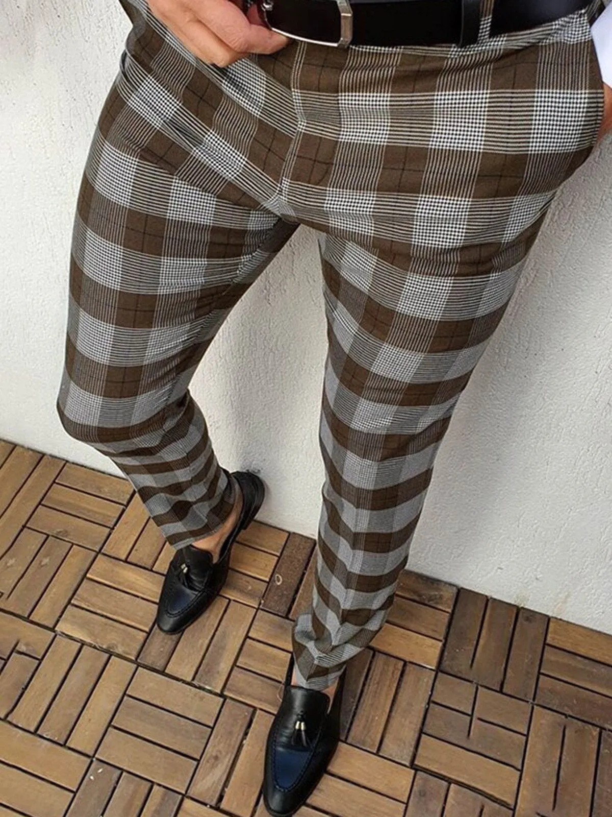 Skinny Fit Cool Plaid Pants