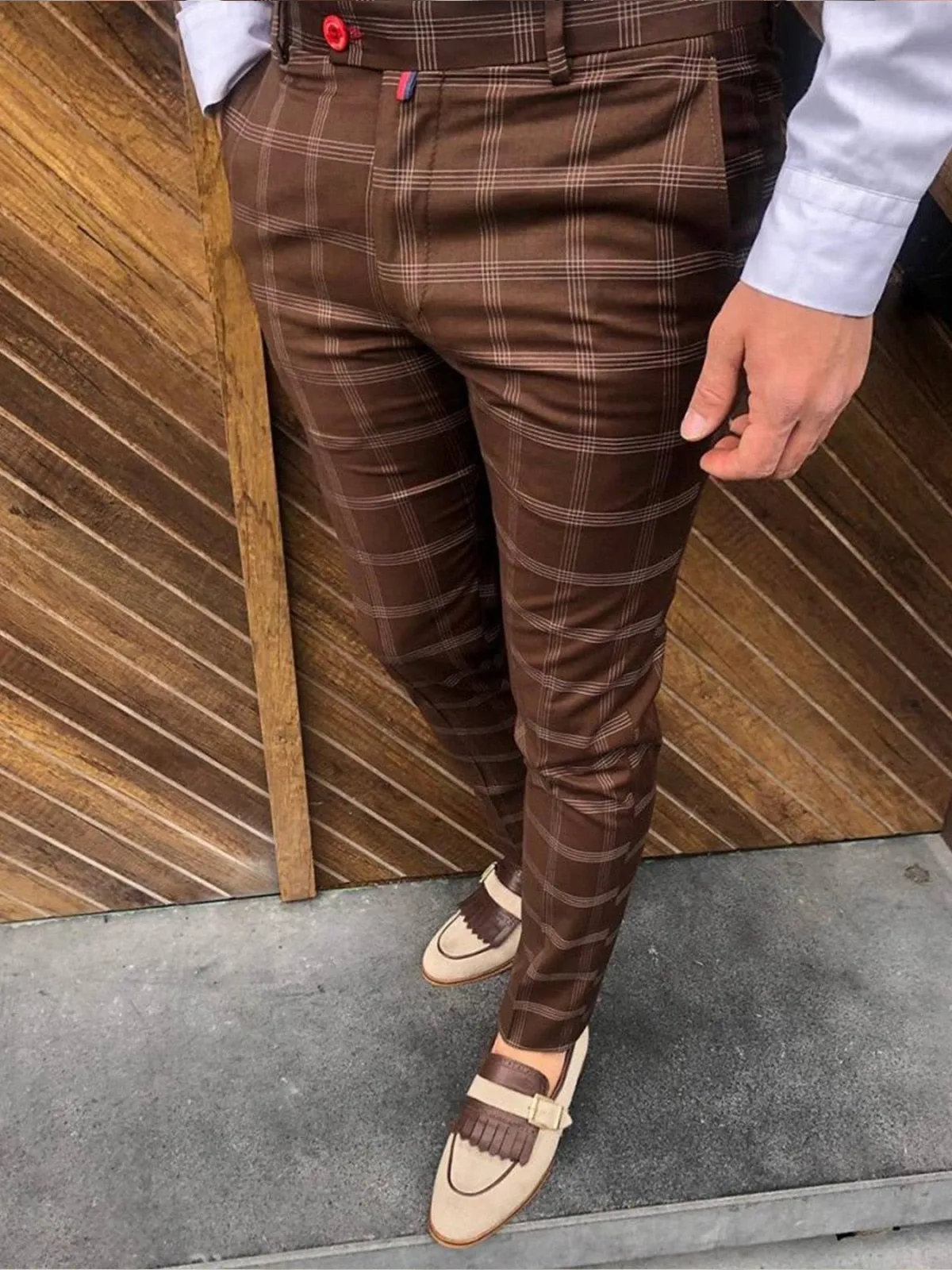 Skinny Fit Cool Plaid Pants