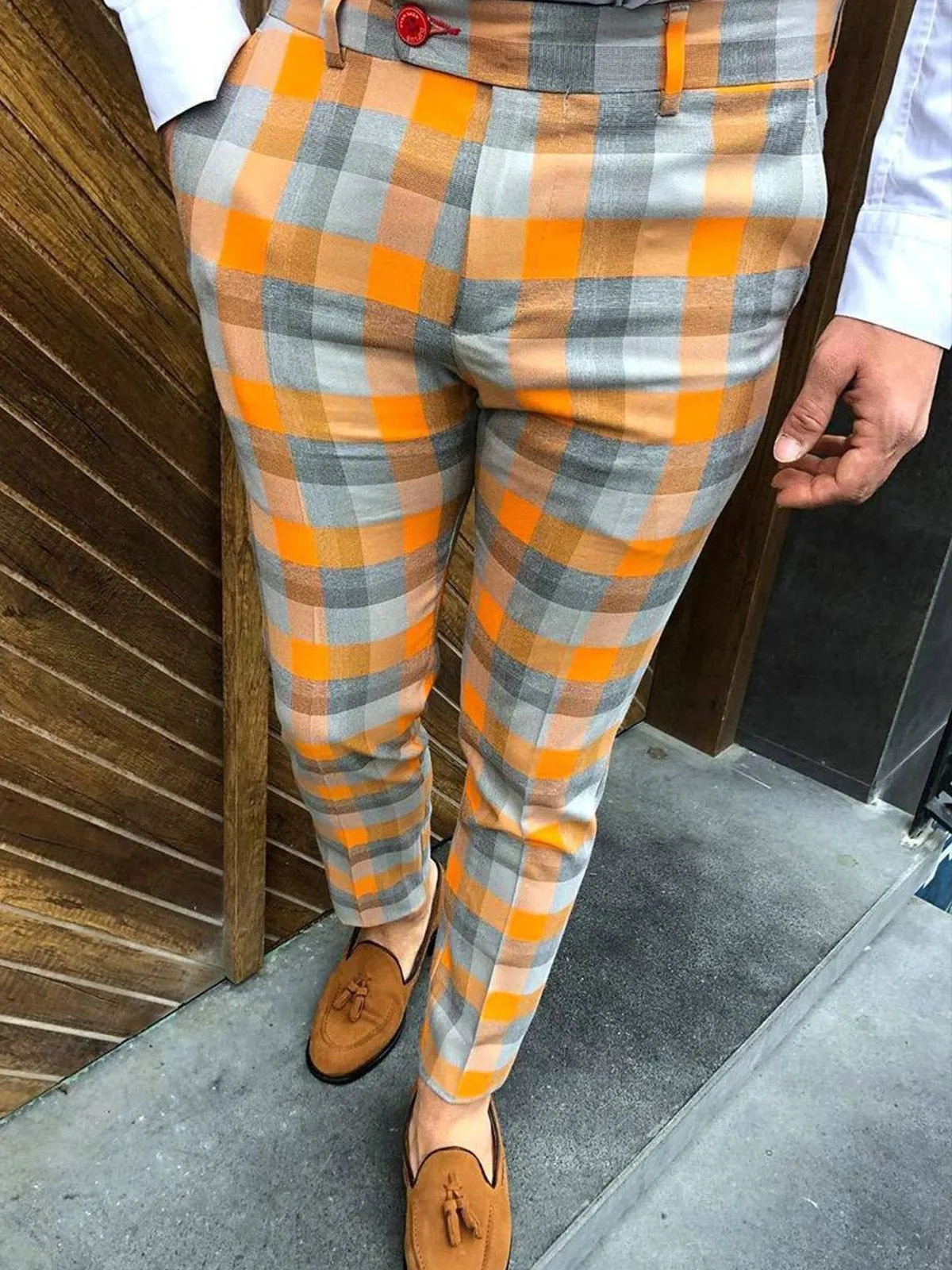 Skinny Fit Cool Plaid Pants