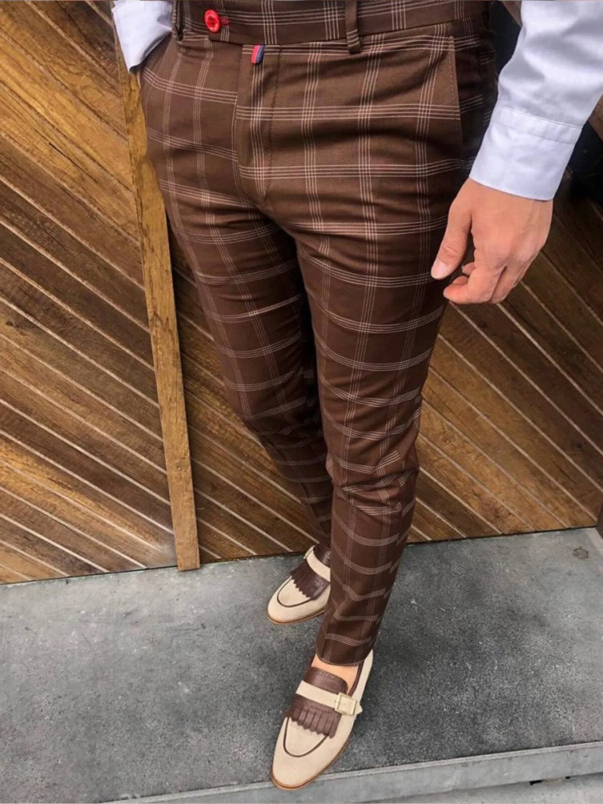 Skinny Fit Cool Plaid Pants