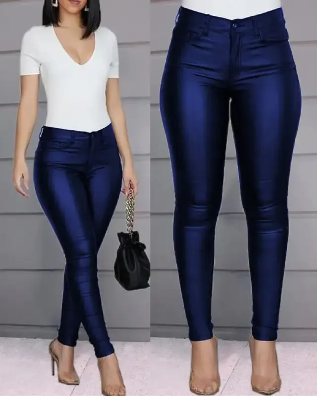 Sleek Coated PU Slim Pencil Pants: Level Up Your Style Game!