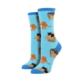 Sock Smith Women's Cat in the Box Azure Socks