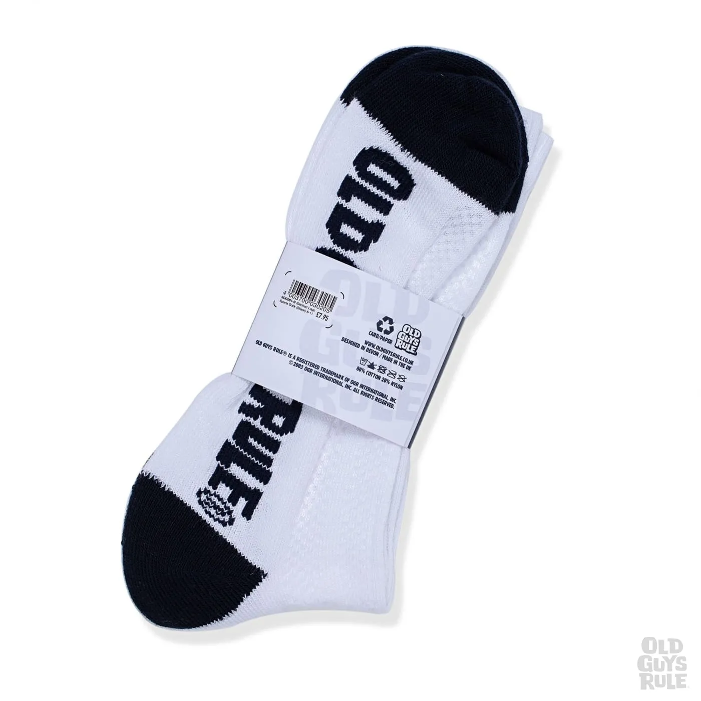 'Stacked Logo' Sports Sock - White