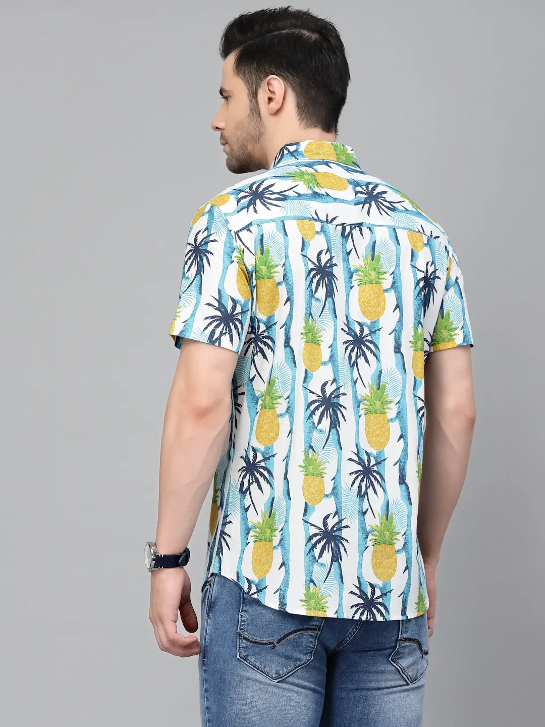 Style Quotient Men White Floral Printed Casual Shirt