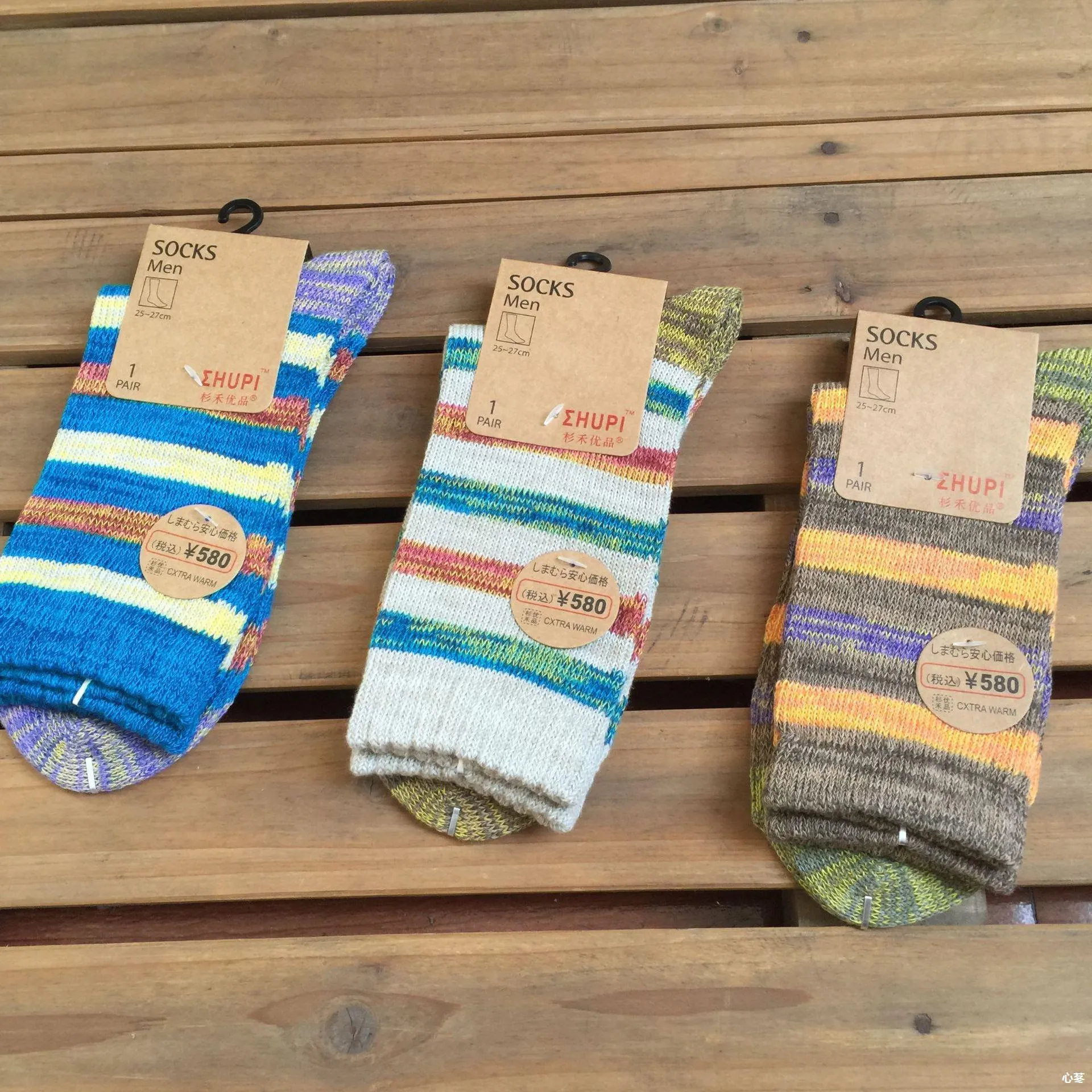 Thick Thread Color Stripes Mid-Calf Length Men's Socks Cotton Socks Retro Casual Cotton Socks