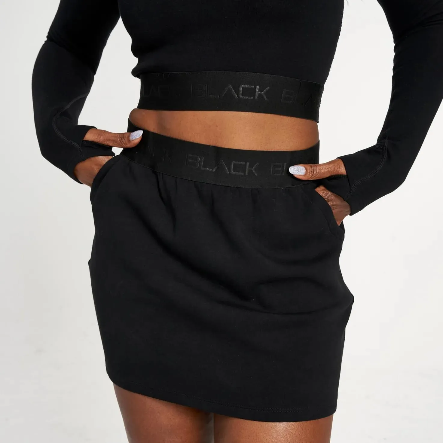 Women's Black Band Long Sleeve Crop Shirt