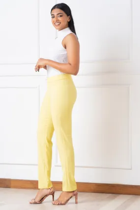 Yellow Regular Waist Straight Cut Pant - Slim Fit